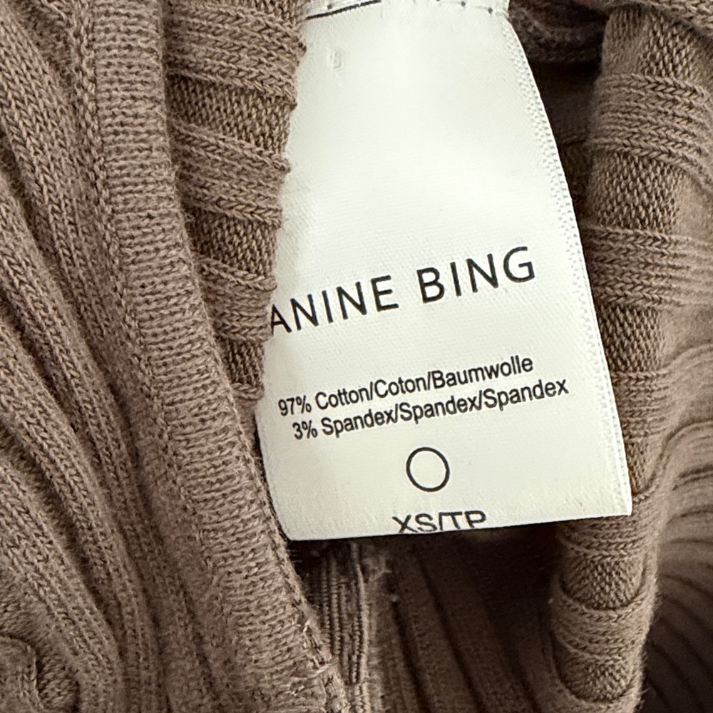 Anine Bing Felicity Ribbed Knit Bodysuit in Olive - Picture 12 of 14